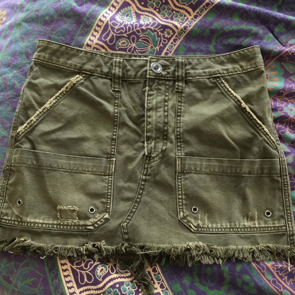 Free People Army Green Mini Skirt